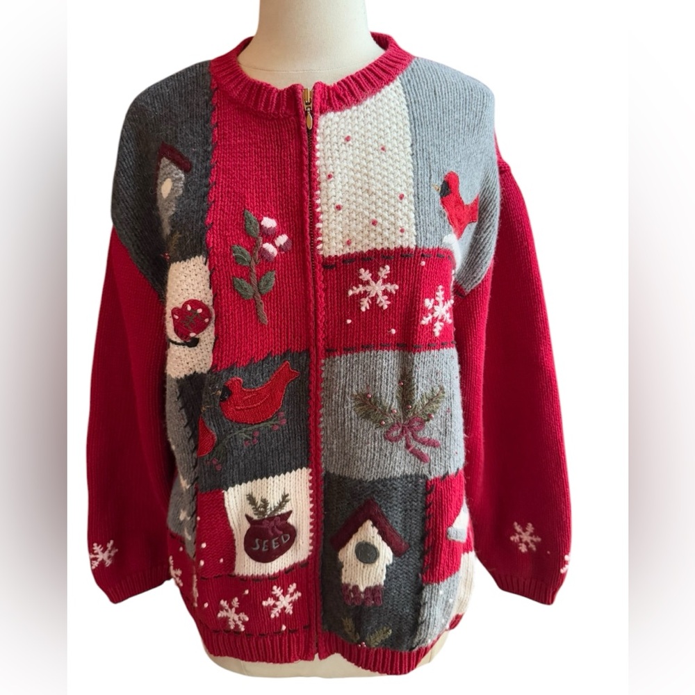 Y2K Croft & Barrow Holiday Cottagecore‎ Zip Up Sweater